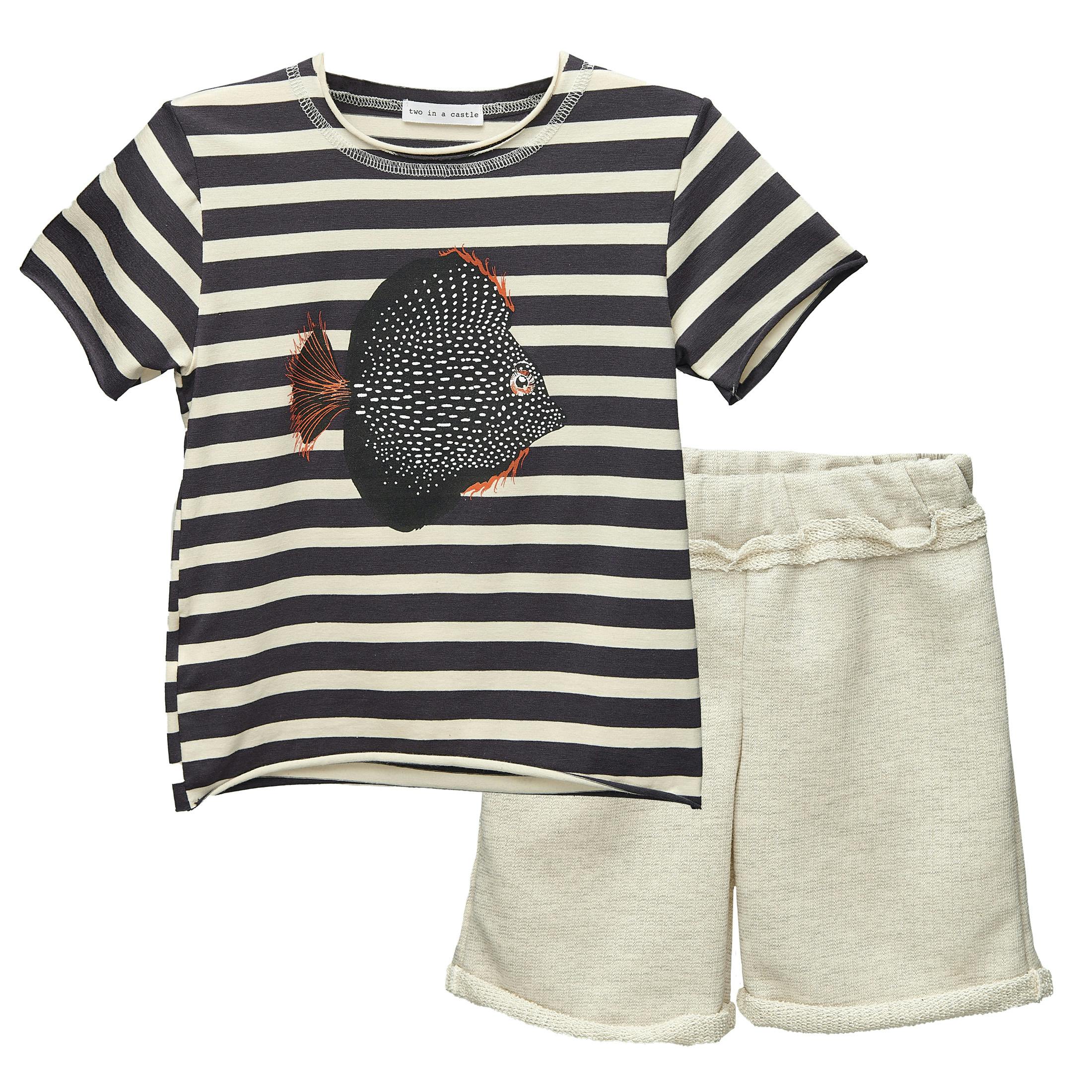  Set W/Striped Fish T-Shirt & Shorts Kid