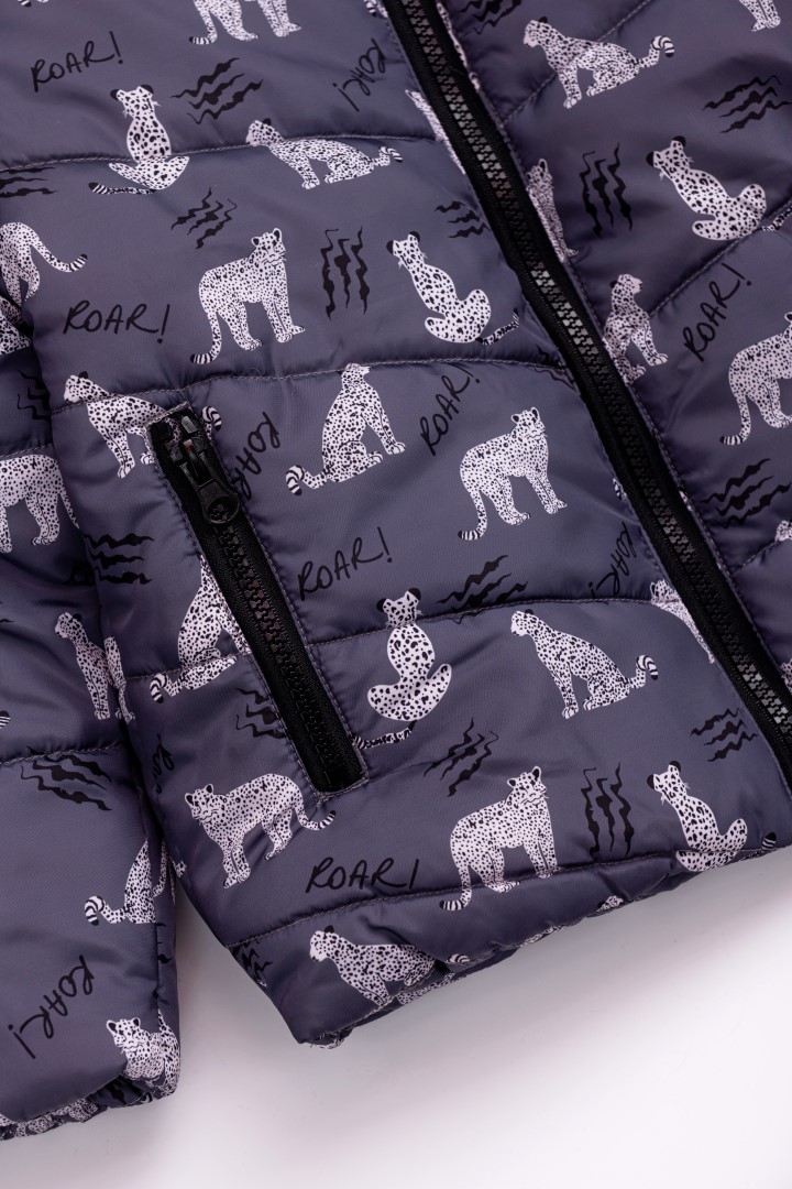 FUNKY - Funky Μπουφάν Με Κουκούλα Leopards Γκρι