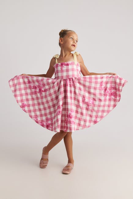 TWO IN A CASTLE - Two In A Castle Φόρεμα Καρό Ροζ