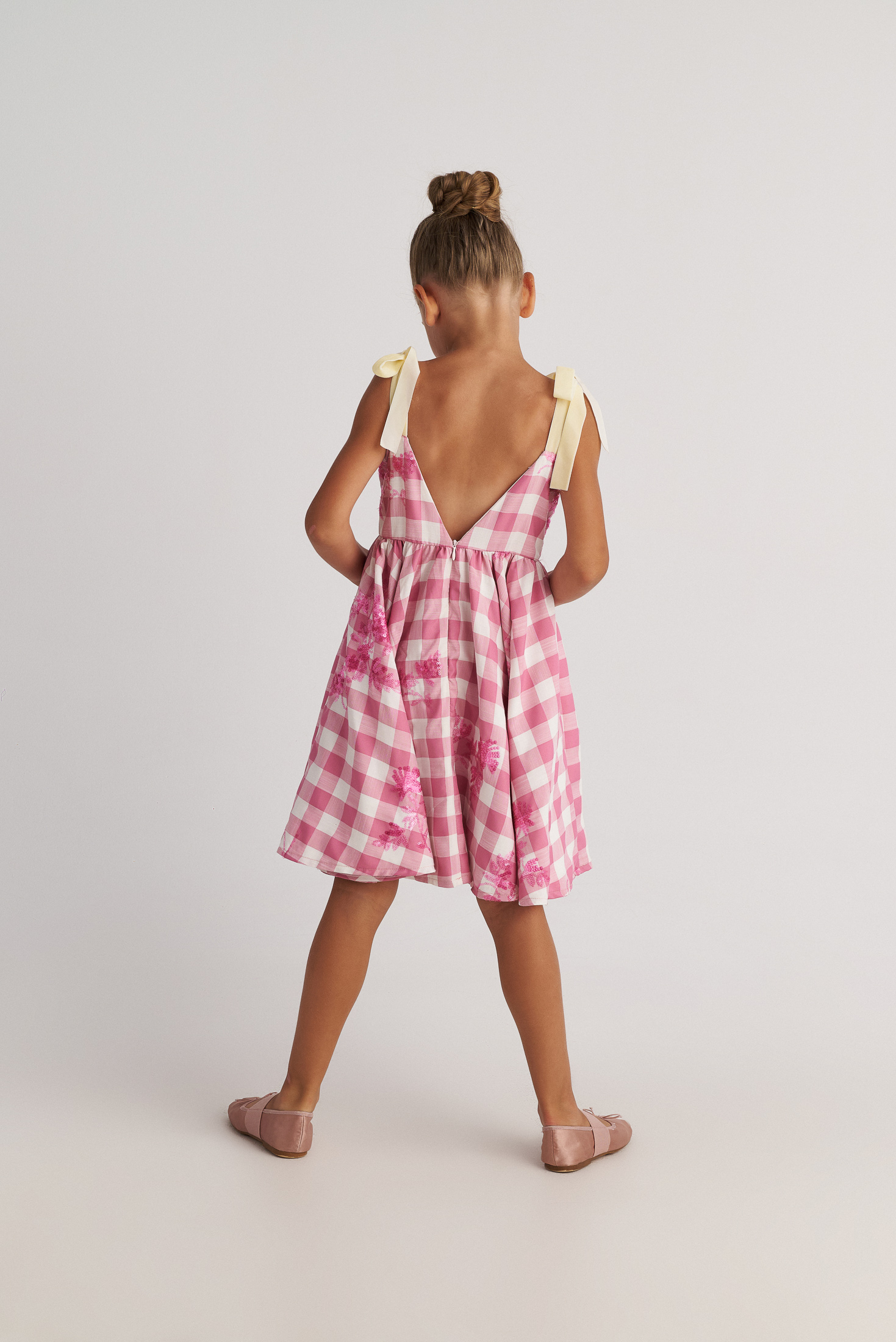  Φόρεμα Καρό Ροζ