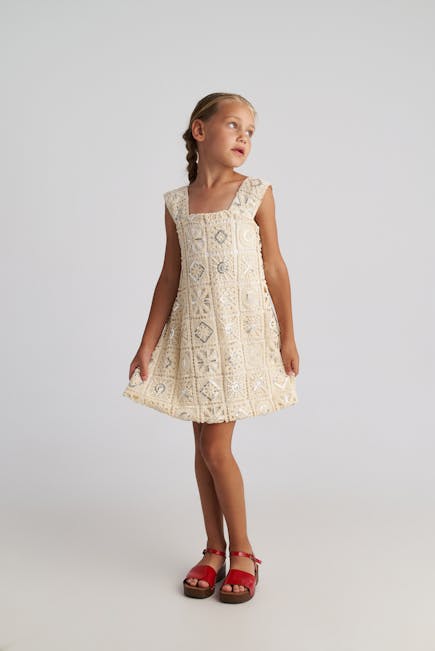  - Two In A Φόρεμα Crochet Μπεζ