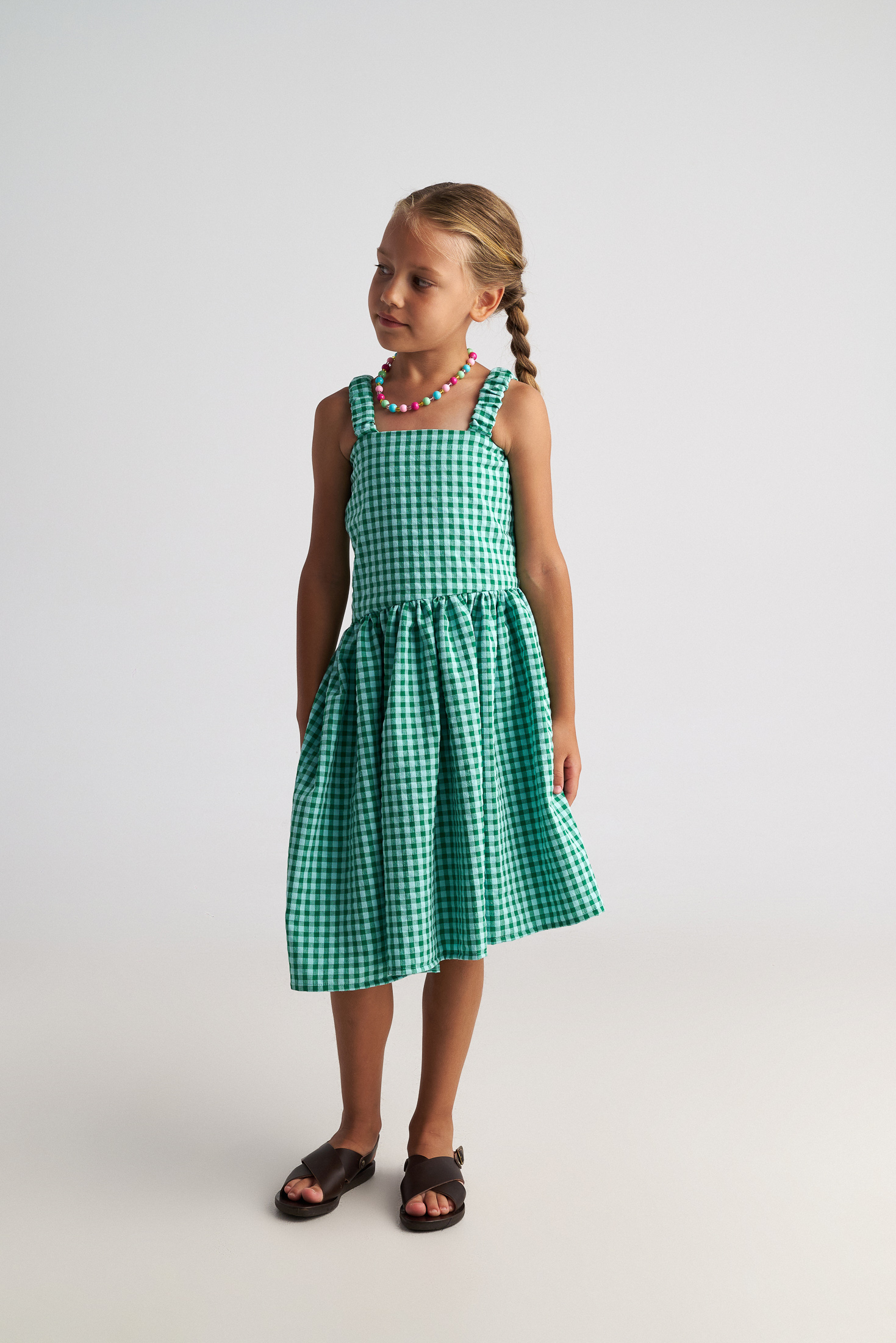  Φόρεμα Καρό Πράσινο