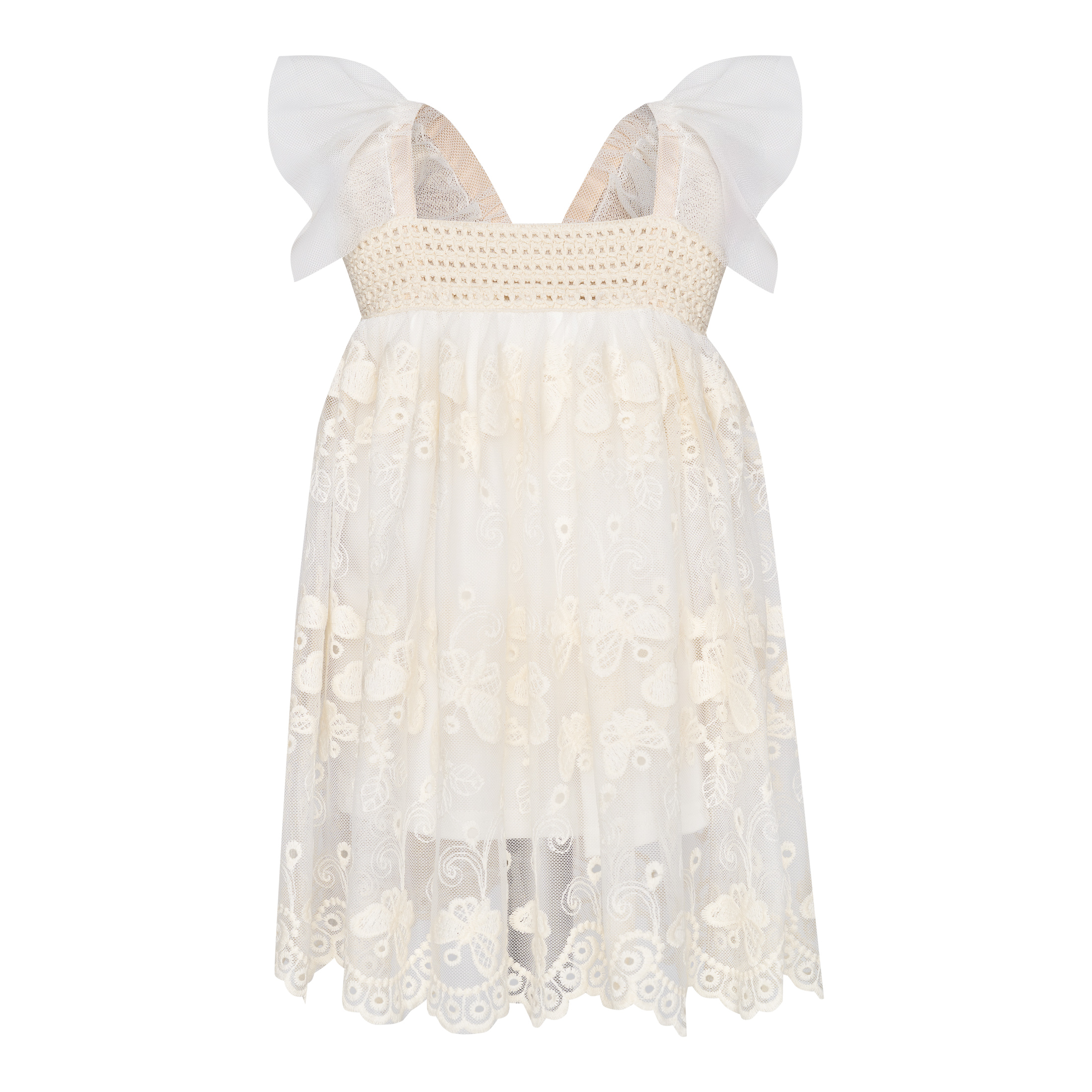  Φόρεμα Δαντέλα Εκρού