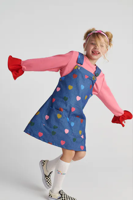 TWO IN A CASTLE - Two In A Castle TC HEART CONFETTI ALLOVER HEARTS DUNGAREES KID --- ΣΑΛΟΠΕΤΑ ΜΑΚΡΥΑ