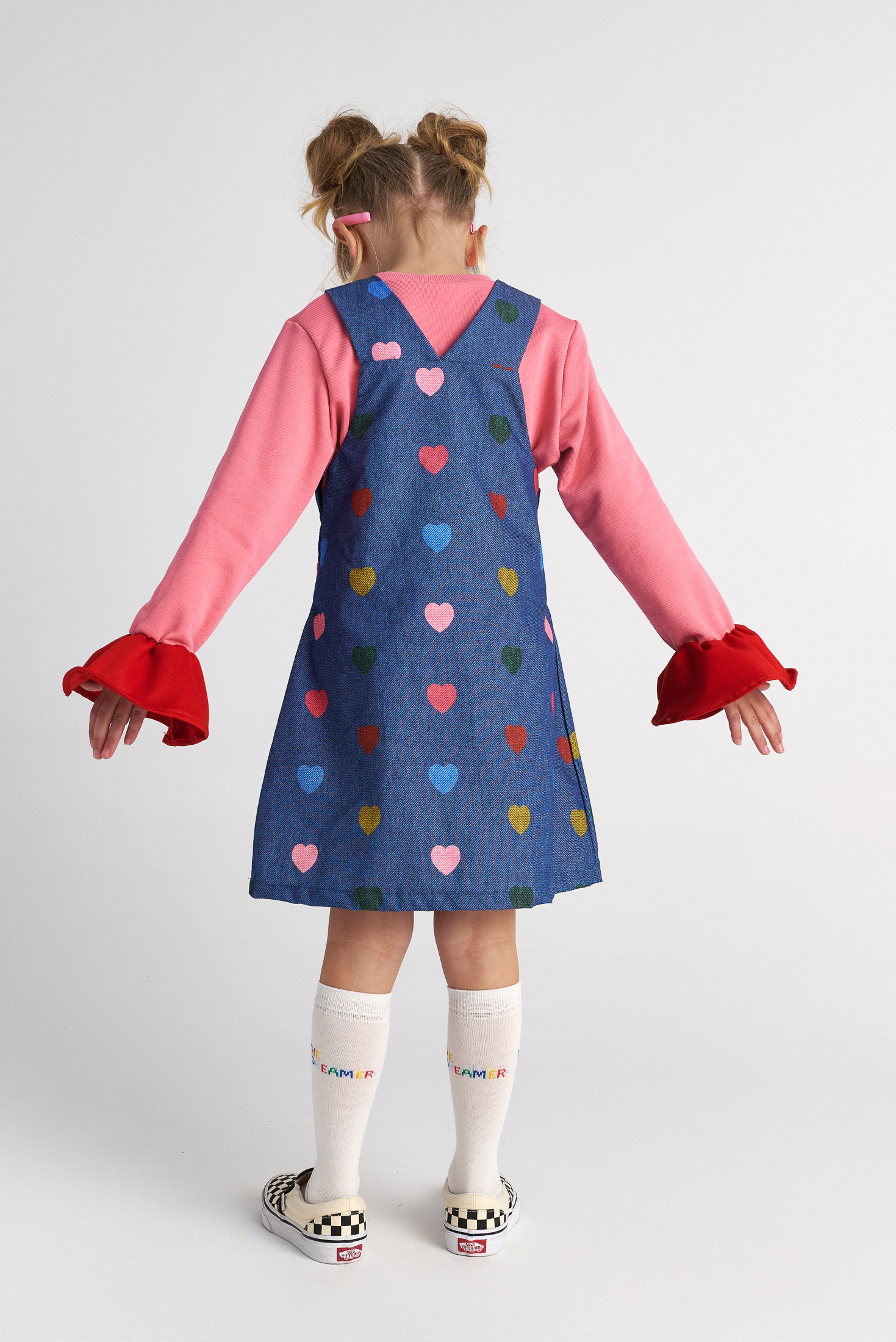 TWO IN A CASTLE - Two In A Castle TC HEART CONFETTI ALLOVER HEARTS DUNGAREES KID --- ΣΑΛΟΠΕΤΑ ΜΑΚΡΥΑ