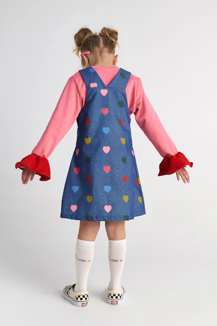 TWO IN A CASTLE - Two In A Castle TC HEART CONFETTI ALLOVER HEARTS DUNGAREES KID --- ΣΑΛΟΠΕΤΑ ΜΑΚΡΥΑ