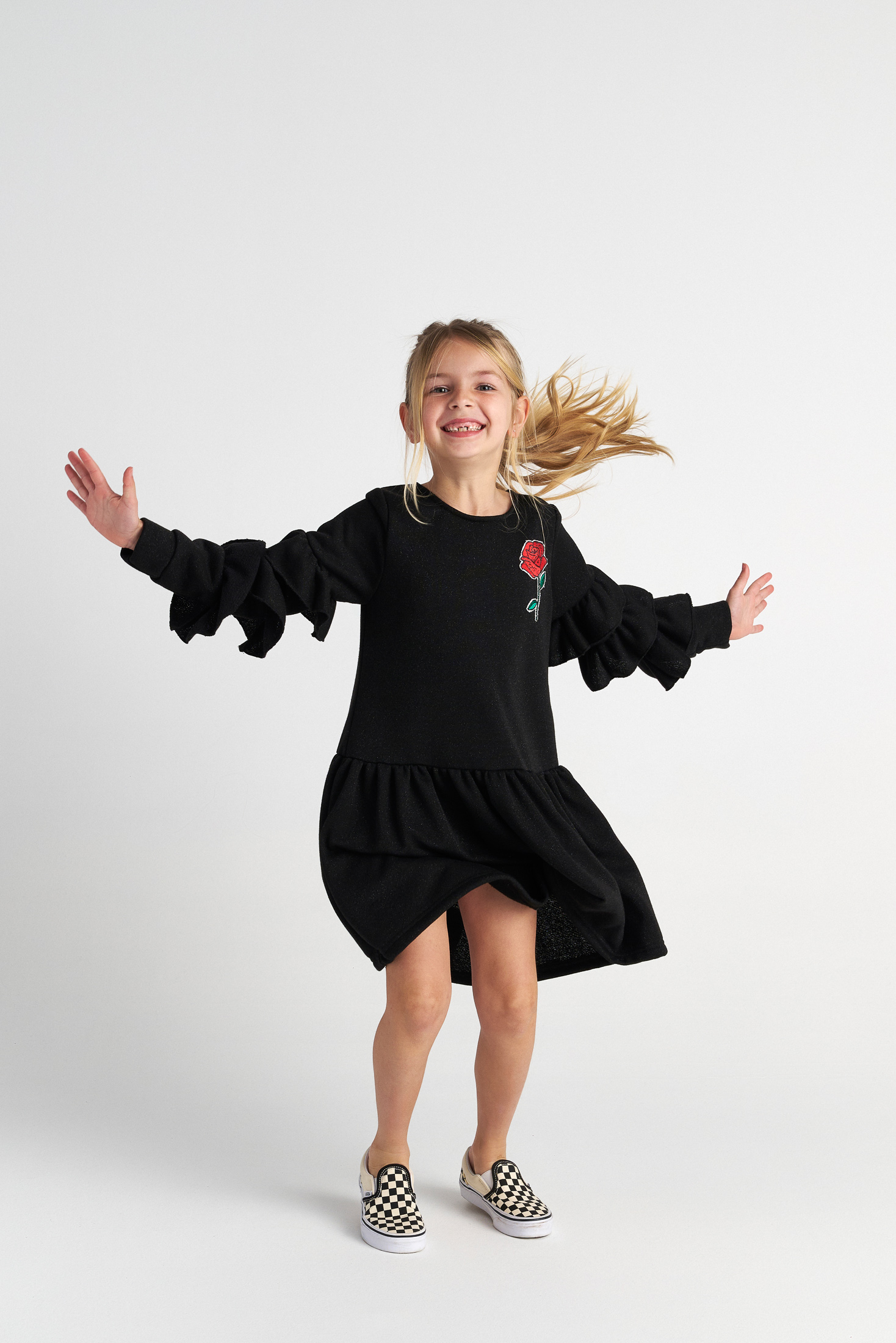  TC SPARKLY ROSE RUFFLE SLEEVE DRESS KID+ --- ΦΟΡΕΜΑ