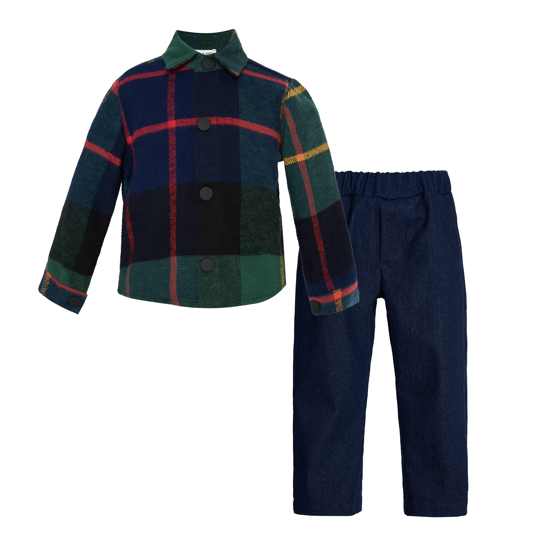TWO IN A CASTLE - Two In A Castle TC NUTCRACKER SET W/TARTAN SHIRT & DENIM PANTS BABY --- ΣΕΤ ΒΒ ΑΓΟΡΙ