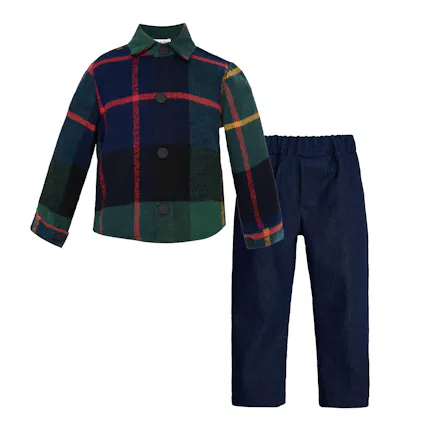 TWO IN A CASTLE - Two In A Castle TC NUTCRACKER SET W/TARTAN SHIRT & DENIM PANTS BABY --- ΣΕΤ ΒΒ ΑΓΟΡΙ